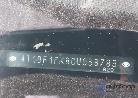 2012 Toyota Camry Le из США, поврежденный, VIN 4T1BF1FK8CU058789